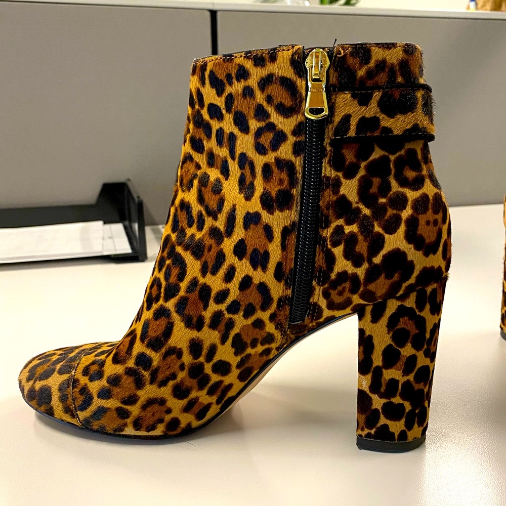 Calf hair leopard print boots